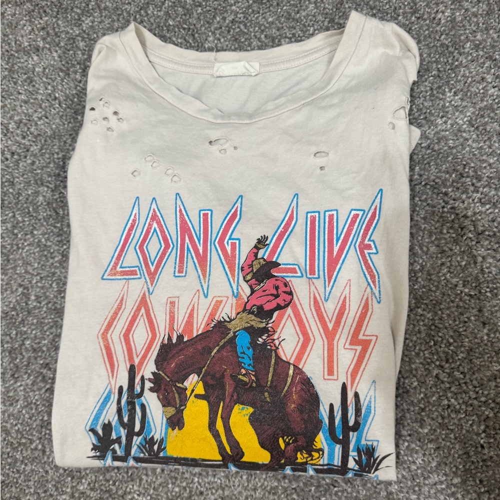 Long Live Cowboys Graphic Tee - Cream